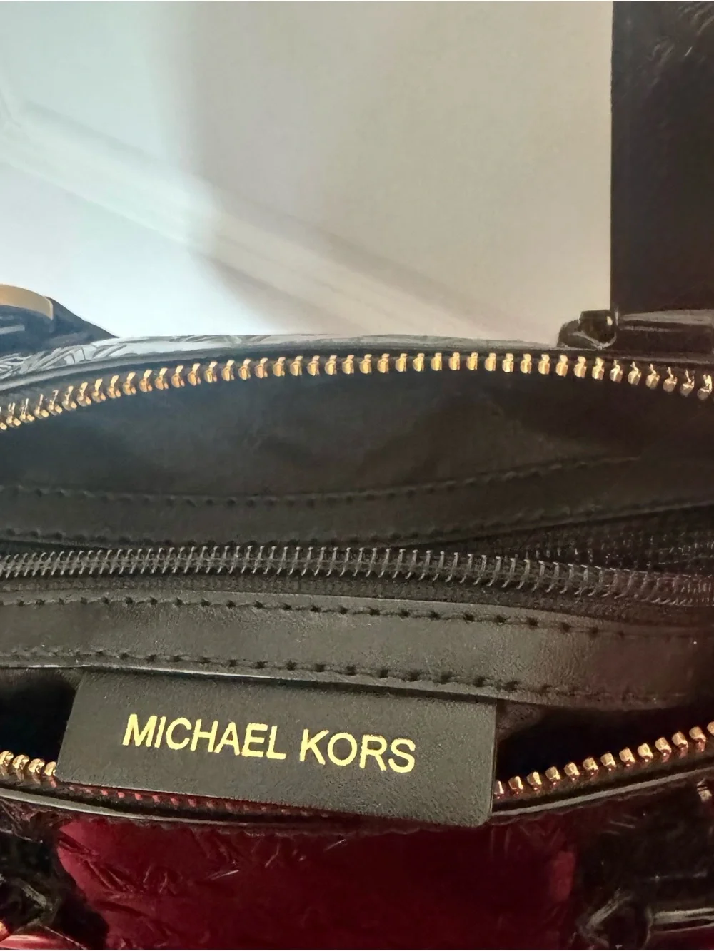 Michael Kors Grayson Black Patent Logo Satchel with Detachable Strap